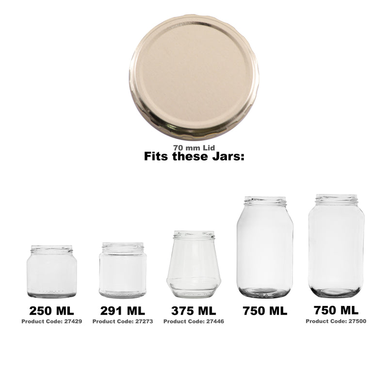 REGENT JAR LIDS GOLD 6 PACK, (70MM DIA)