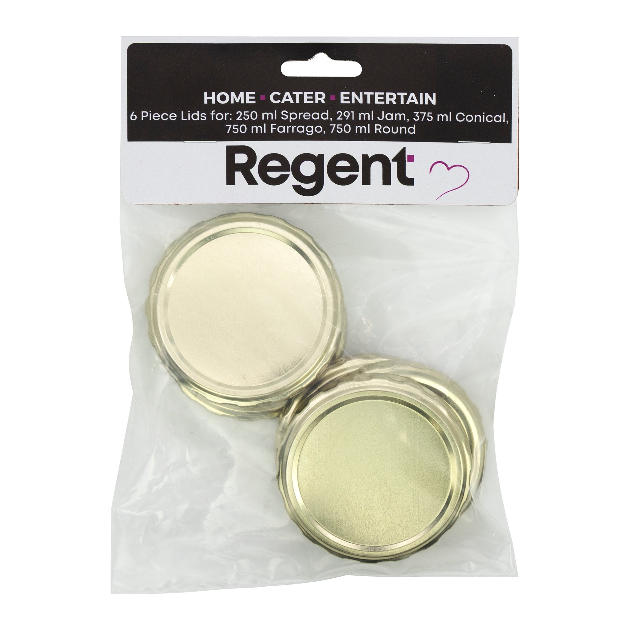REGENT JAR LIDS GOLD 6PK, 70MM DIA
