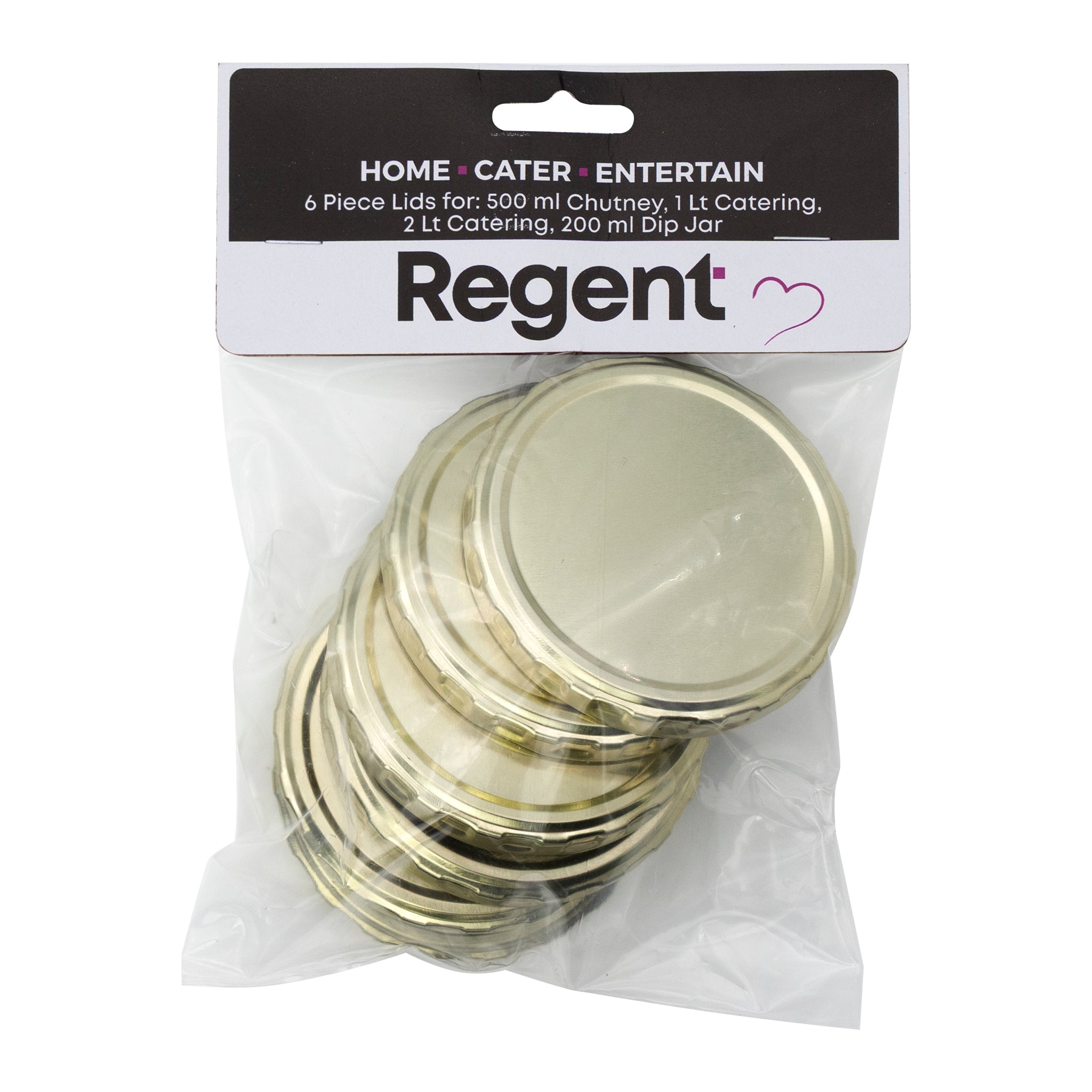 REGENT JAR LIDS GOLD 6PK, 82MM DIA