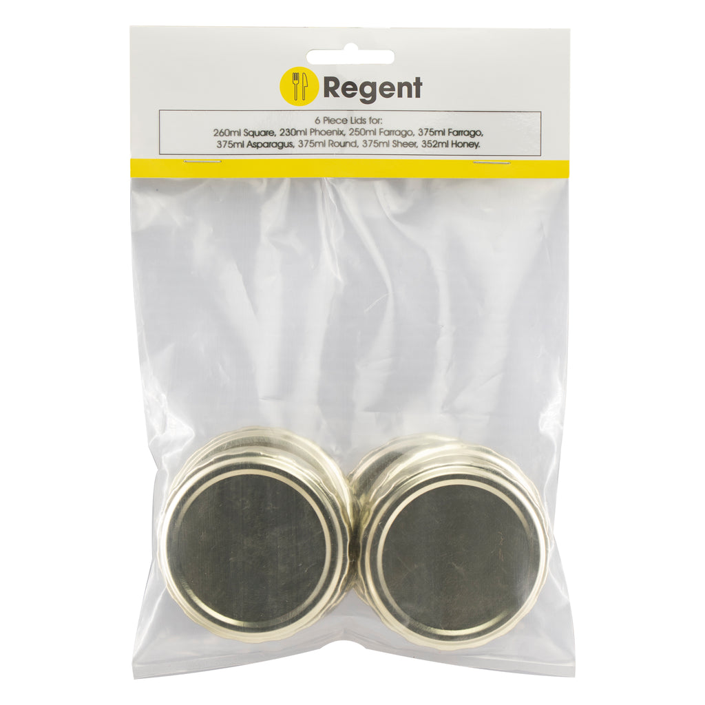 REGENT JAR LIDS GOLD 6 PACK, (63MM DIA)