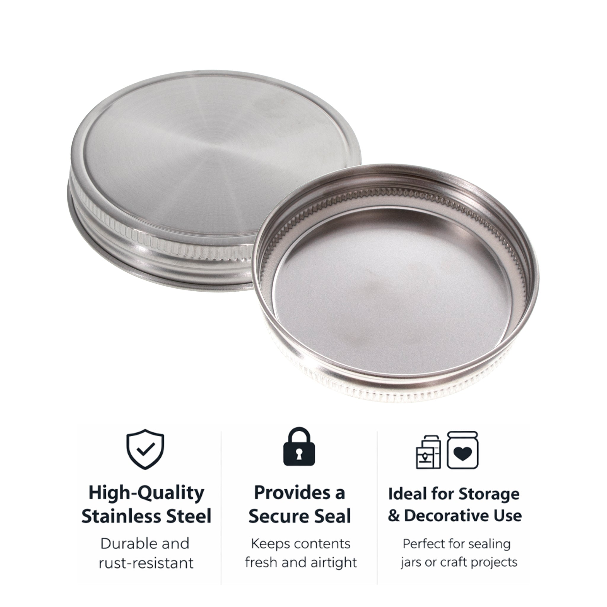 REGENT JAR LIDS STAINLESS STEEL 2PK, 90MM DIA