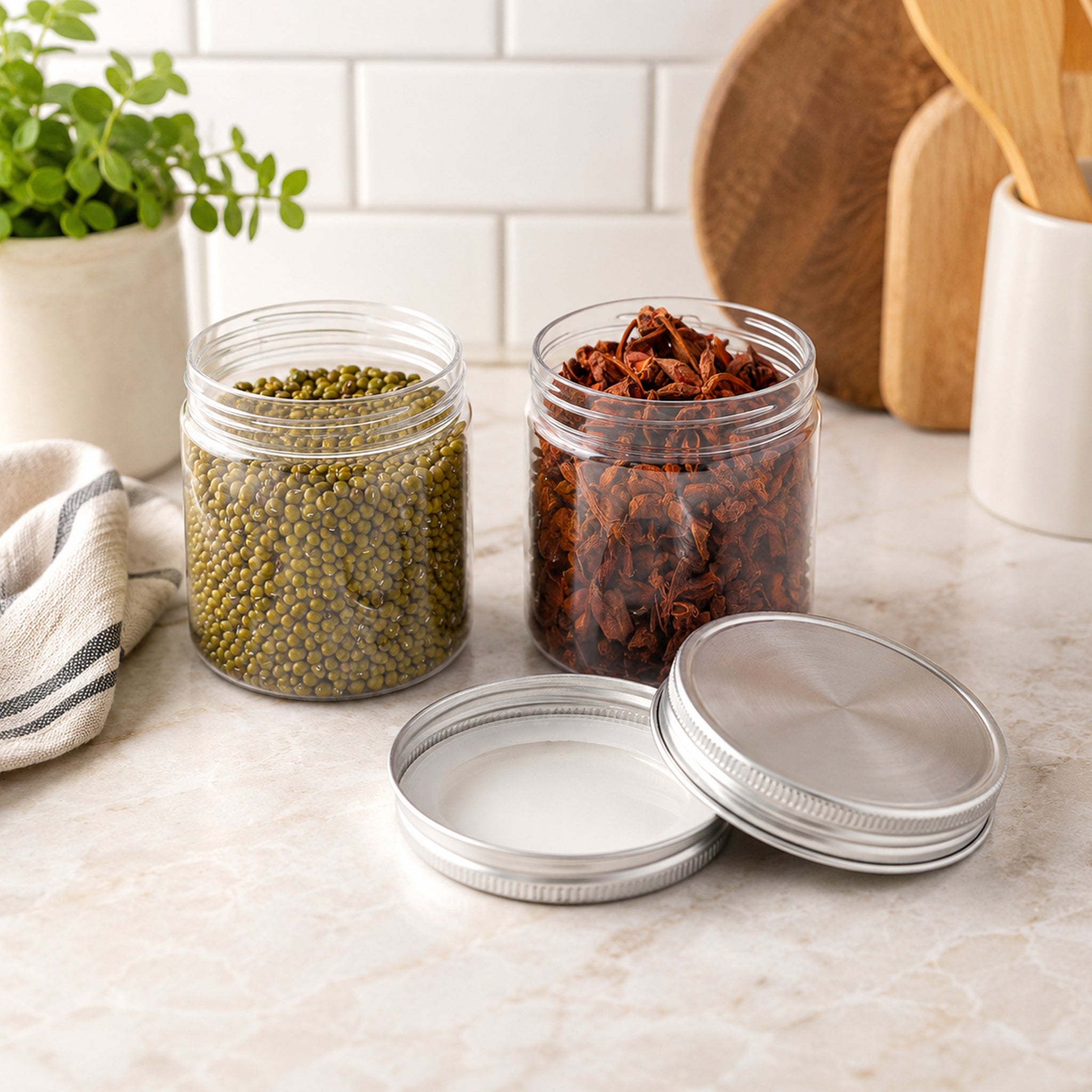 REGENT JAR LIDS STAINLESS STEEL 2PK, 90MM DIA