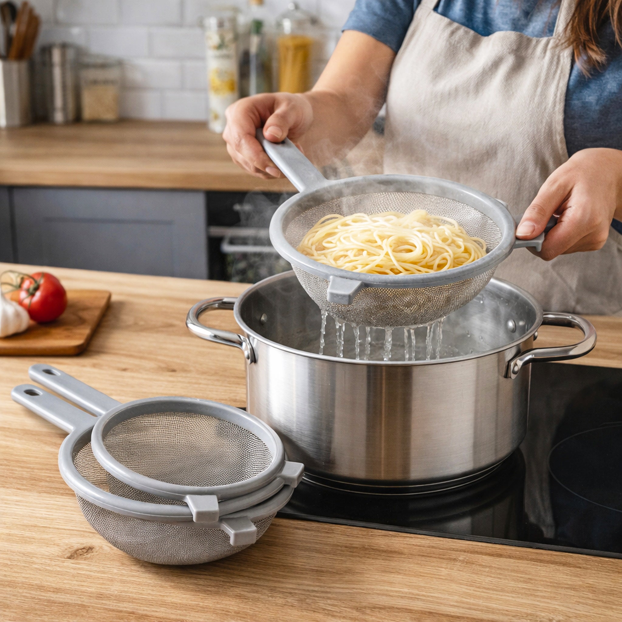 REGENT KITCHEN STRAINERS ST STEEL WITH PP PLASTIC FRAME GREY 3PCS SET, 150 l 180 l 210MM DIA