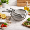 REGENT KITCHEN STRAINERS ST STEEL WITH PP PLASTIC FRAME GREY 3PCS SET, 150 l 180 l 210MM DIA