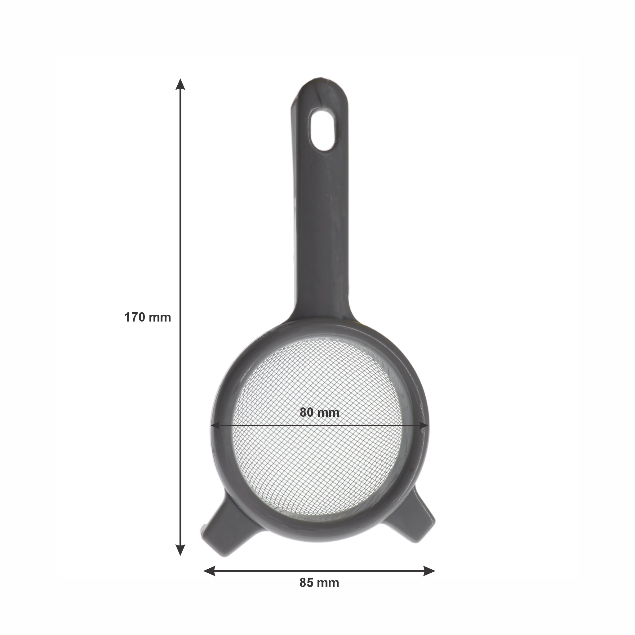 REGENT KITCHEN STRAINER ST STEEL WITH PP PLASTIC FRAME GREY, 85MM DIA