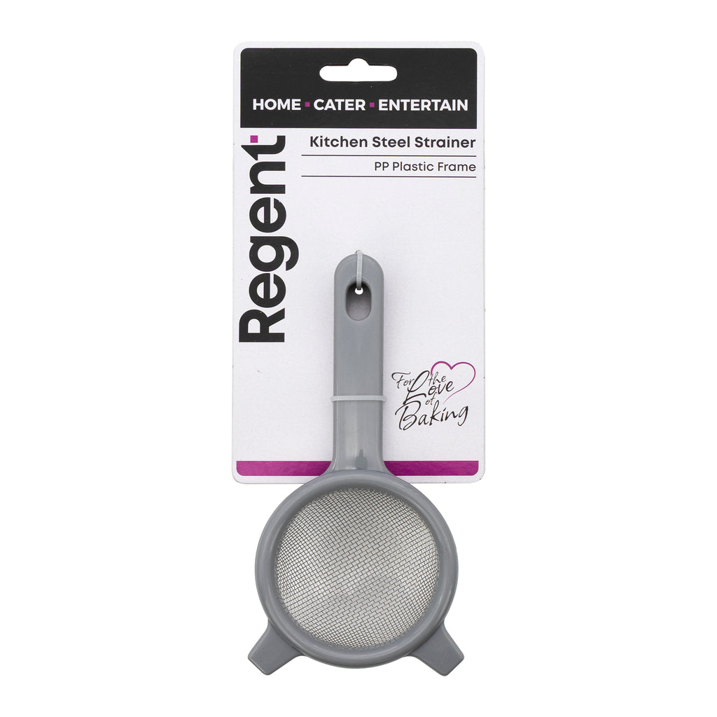 REGENT KITCHEN STRAINER ST STEEL WITH PP PLASTIC FRAME GREY, 85MM DIA