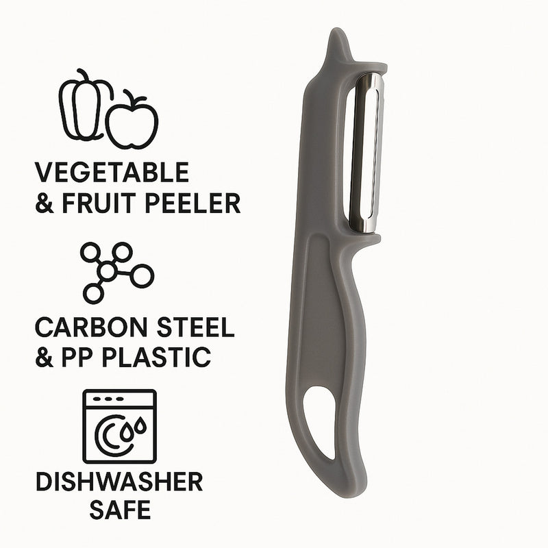 REGENT KITCHEN PEELER ST STEEL WITH PP PLASTIC HANDLE GREY, 145MM