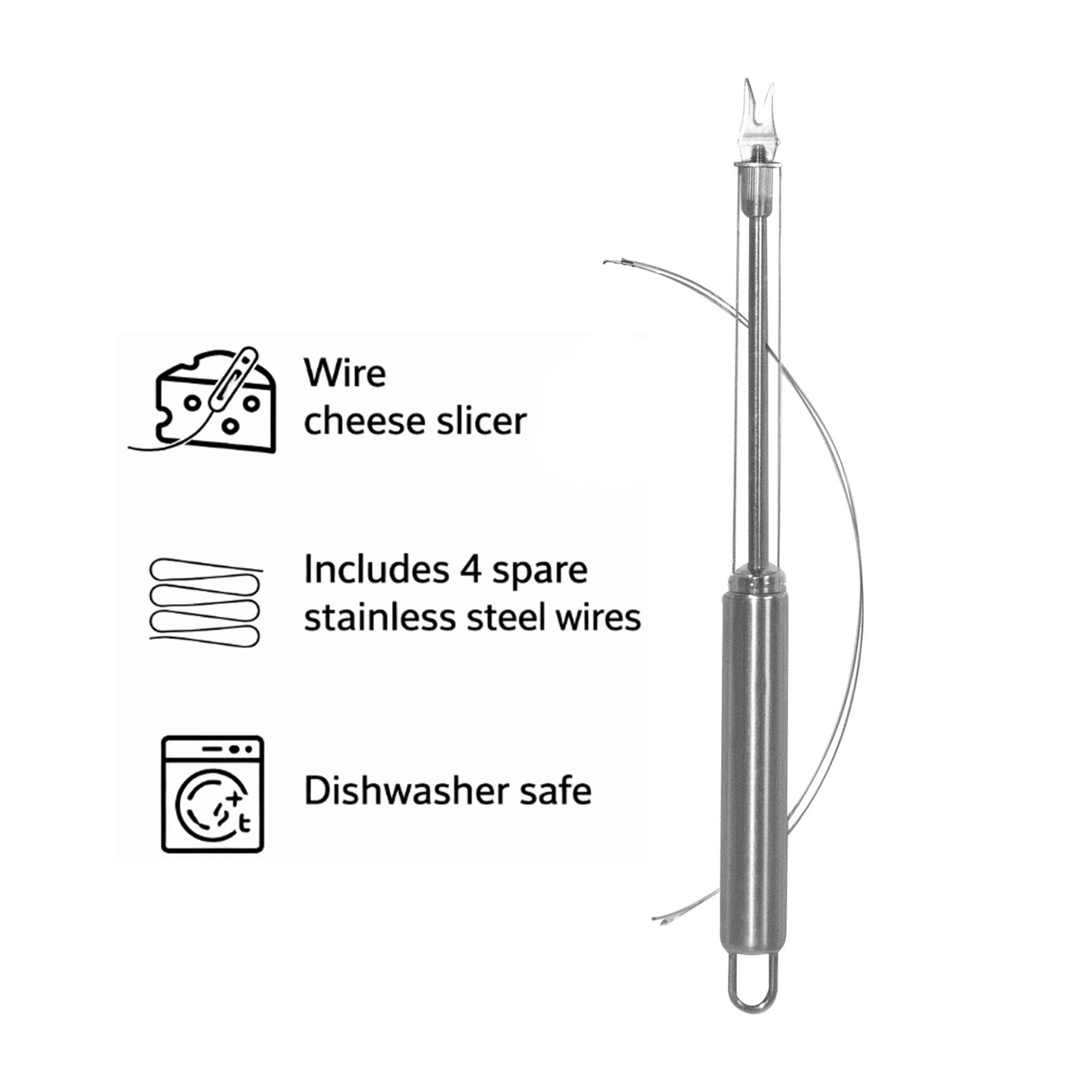 REGENT KITCHEN DOUBLE WIRE CHEESE SLICER ST STEEL + 4 SPARE WIRES, 267MM