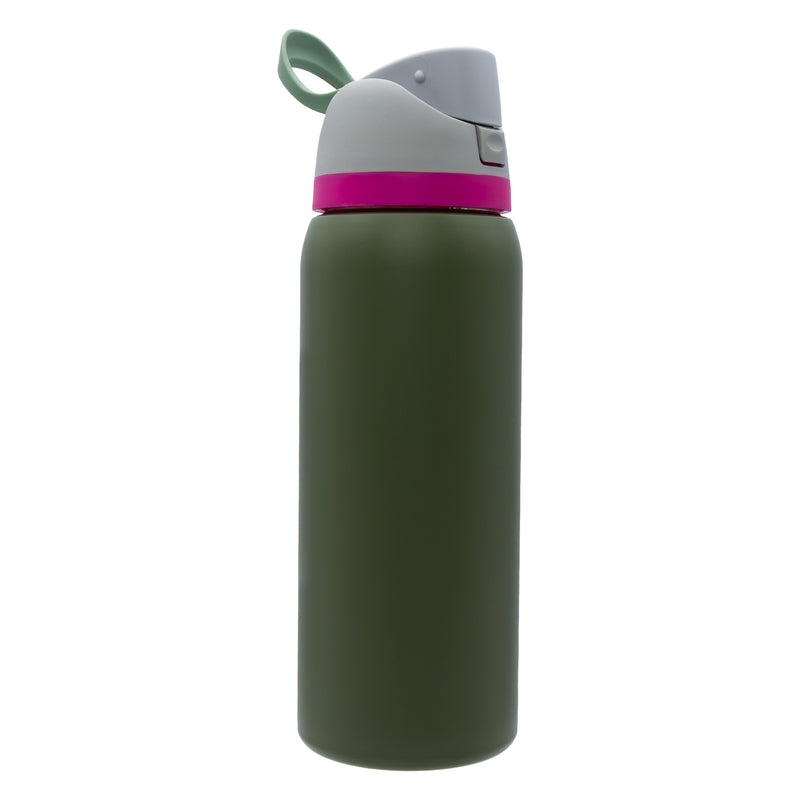REGENT TRAVEL VACUUM FLASK STAINLESS STEEL WITH SIP STRAW OLIVE GREEN, 960ML
