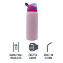 REGENT TRAVEL VACUUM FLASK STAINLESS STEEL WITH SIP STRAW PINK, 960ML