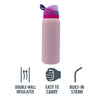 REGENT TRAVEL VACUUM FLASK STAINLESS STEEL WITH SIP STRAW PINK, 960ML