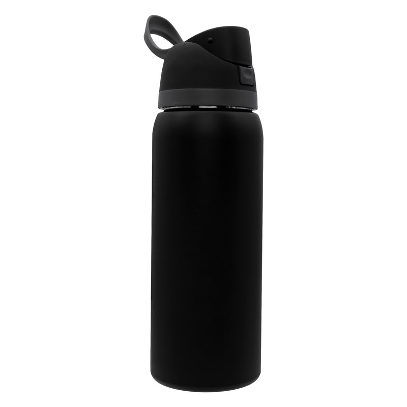 REGENT TRAVEL VACUUM FLASK STAINLESS STEEL WITH SIP STRAW BLACK, 960ML