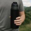 REGENT TRAVEL VACUUM FLASK STAINLESS STEEL WITH SIP STRAW BLACK, 960ML