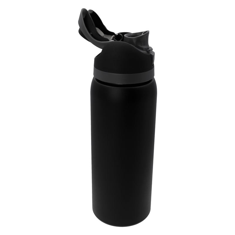 REGENT TRAVEL VACUUM FLASK STAINLESS STEEL WITH SIP STRAW BLACK, 960ML