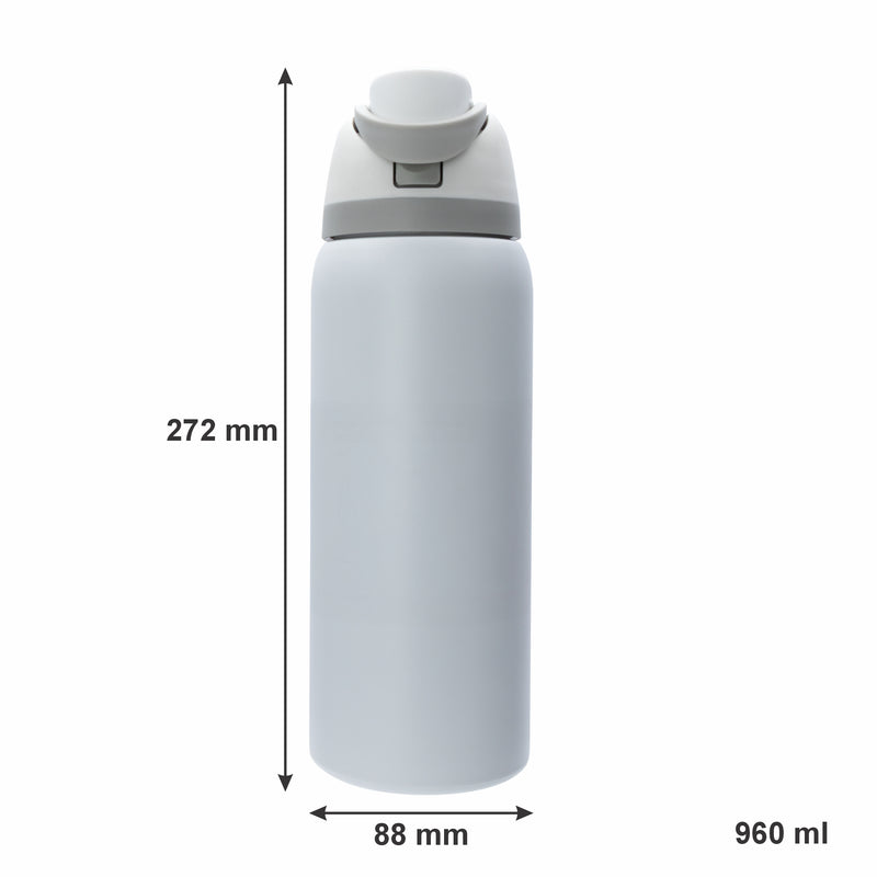REGENT TRAVEL VACUUM FLASK STAINLESS STEEL WITH SIP STRAW WHITE, 960ML