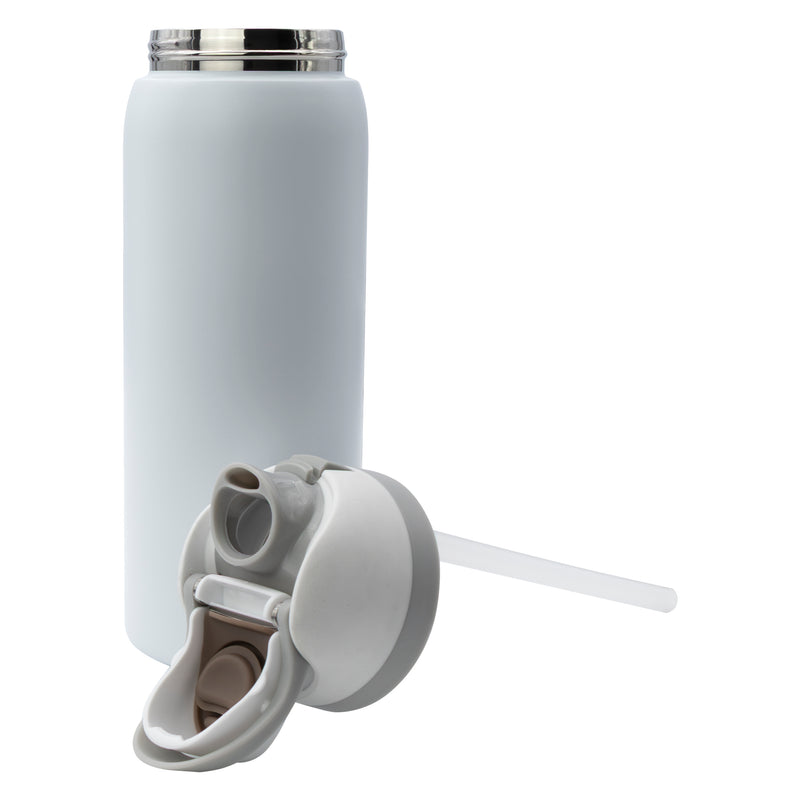 REGENT TRAVEL VACUUM FLASK STAINLESS STEEL WITH SIP STRAW WHITE, 960ML