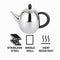 REGENT UJI TEAPOT S/STEEL WITH BLACK BAKELITE HANDLE & KNOB, 1LT