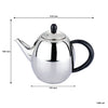 REGENT UJI TEAPOT S/STEEL WITH BLACK BAKELITE HANDLE & KNOB, 1LT (150/110MM DIAX210MM)