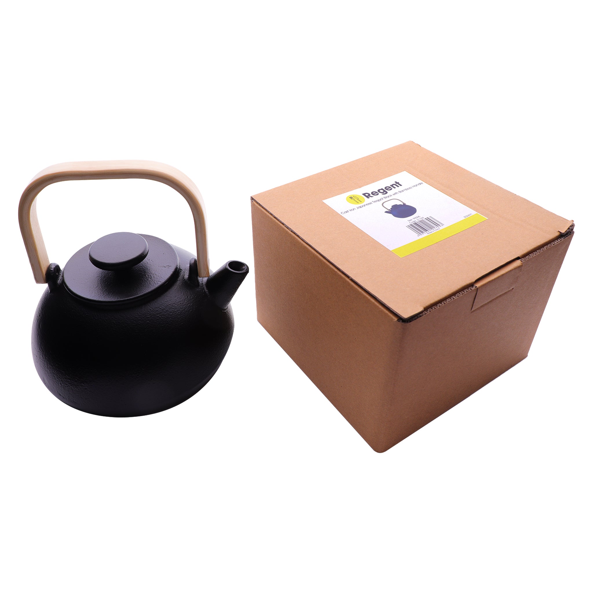 REGENT CAST IRON NAMBU TEKKI STYLE JAPANESE TEAPOT WITH BAMBOO HANDLE BLACK, 900ML