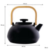 REGENT CAST IRON NAMBU TEKKI STYLE JAPANESE TEAPOT WITH BAMBOO HANDLE BLACK, (900ML)