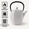 REGENT CAST IRON NAMBU TEKKI STYLE JAPANESE TEAPOT WHITE WITH BLACK HANDLE, 800ML
