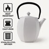 REGENT CAST IRON NAMBU TEKKI STYLE JAPANESE TEAPOT WHITE WITH BLACK HANDLE, (800ML)