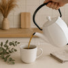 REGENT CAST IRON NAMBU TEKKI STYLE JAPANESE TEAPOT WHITE WITH BLACK HANDLE, (800ML)