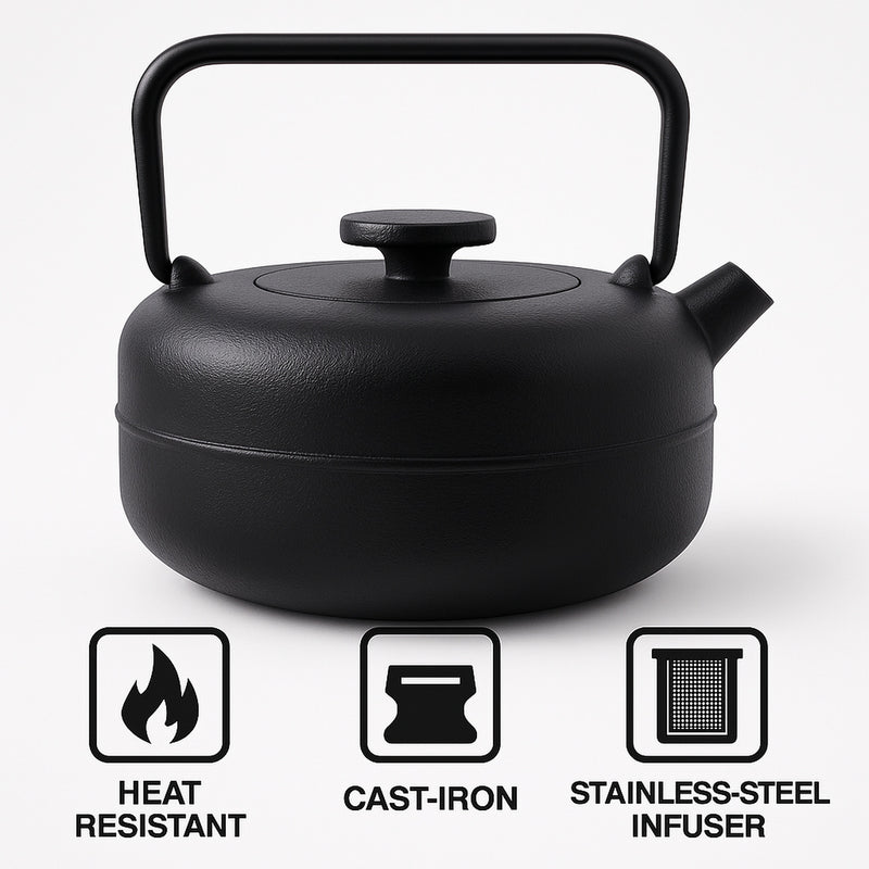REGENT CAST IRON NAMBU TEKKI STYLE JAPANESE TEAPOT BLACK,  (850ML)