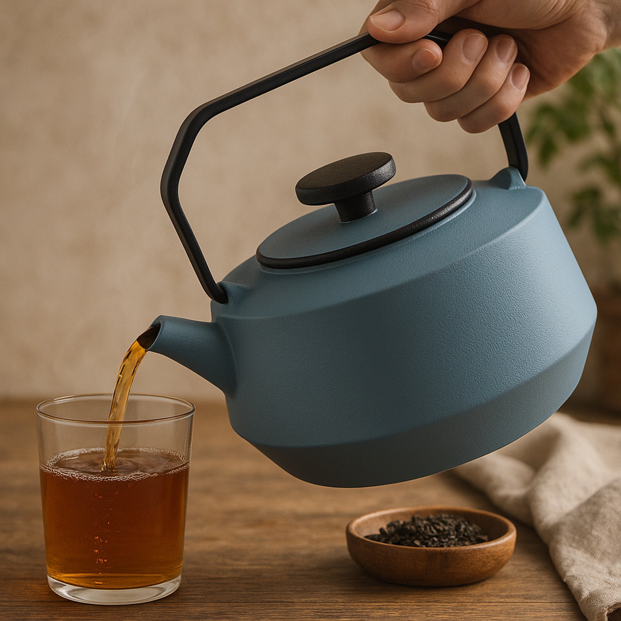REGENT CAST IRON NAMBU TEKKI JAPANESE STYLE TEAPOT BLUE, 900ML