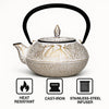 REGENT CAST IRON CHINESE TEAPOT WHITE AND GOLD, (500ML)
