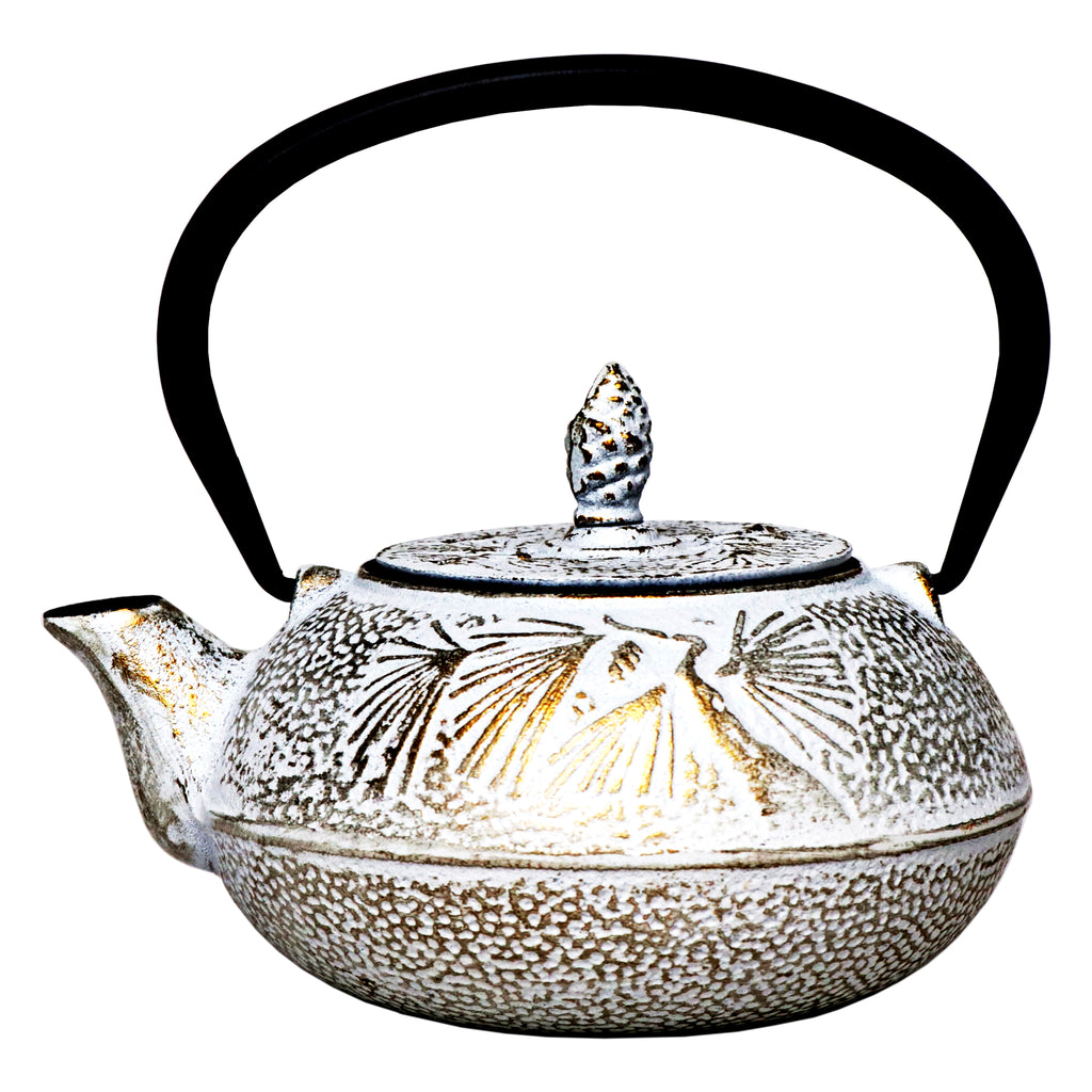 REGENT CAST IRON CHINESE TEAPOT WHITE AND GOLD, 500ML