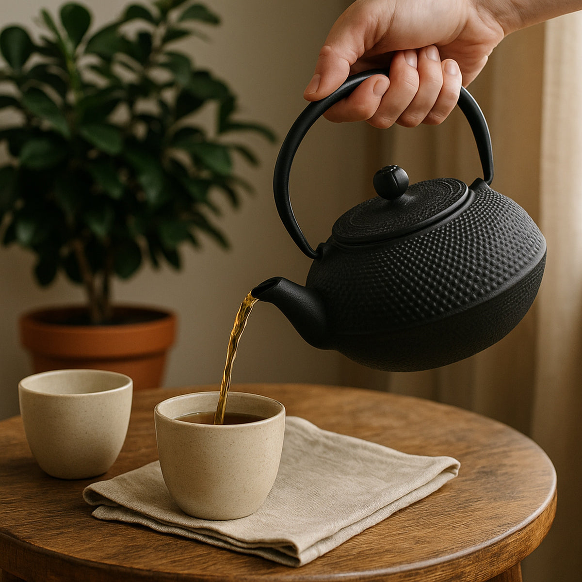 REGENT CAST IRON CHINESE TEAPOT BLACK, 600ML