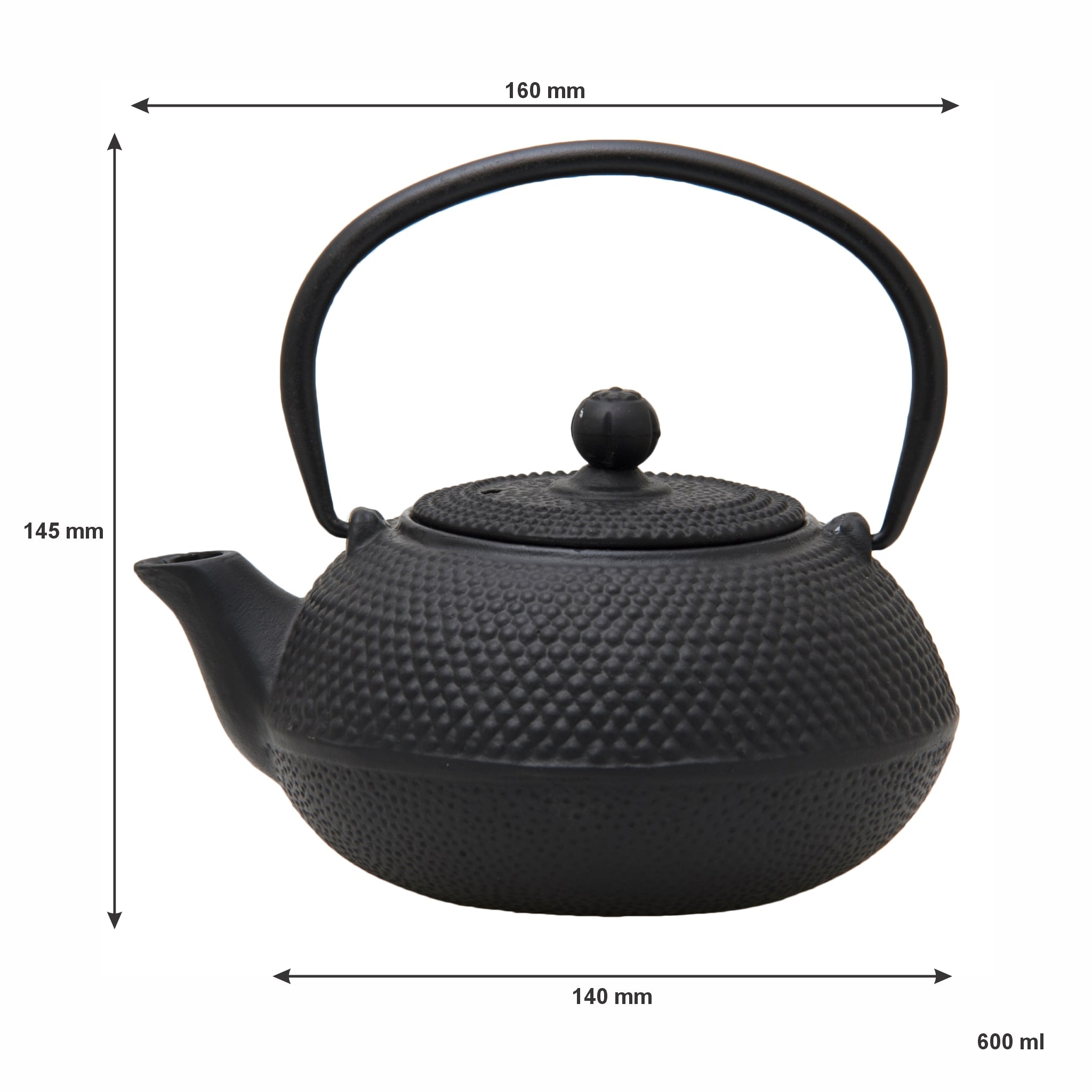 REGENT CAST IRON CHINESE TEAPOT BLACK, 600ML