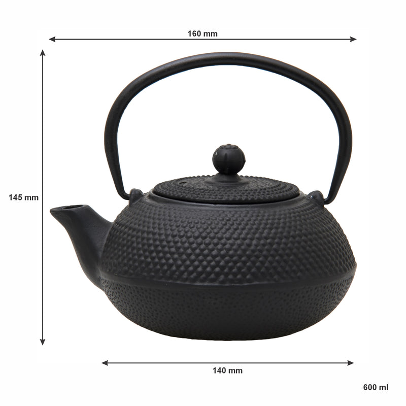 REGENT CAST IRON CHINESE TEAPOT BLACK, 600ML