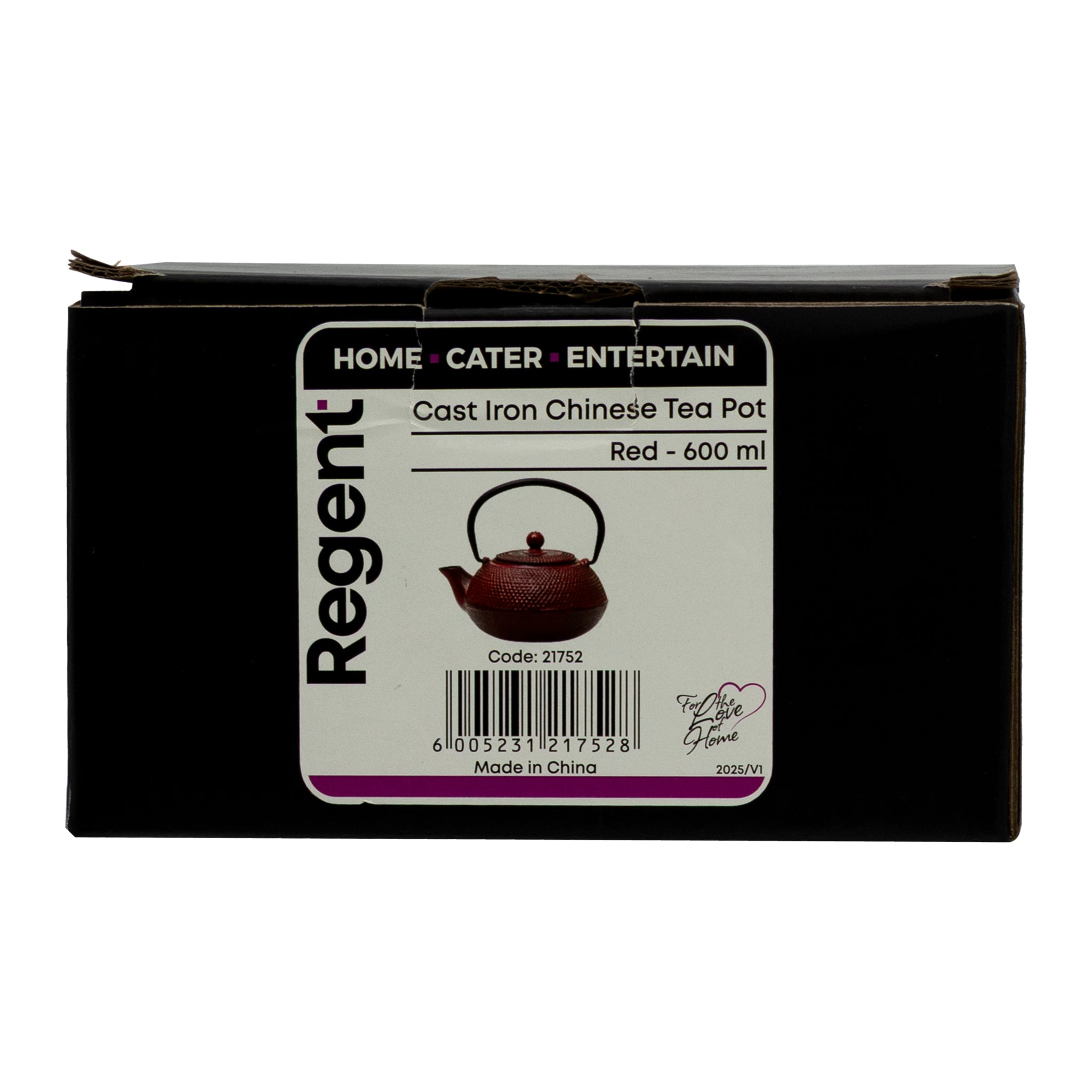 REGENT CAST IRON CHINESE TEAPOT RED, 600ML