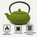 REGENT CAST IRON CHINESE TEAPOT LIME GREEN, (600ML)