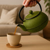 REGENT CAST IRON CHINESE TEAPOT LIME GREEN, 600ML