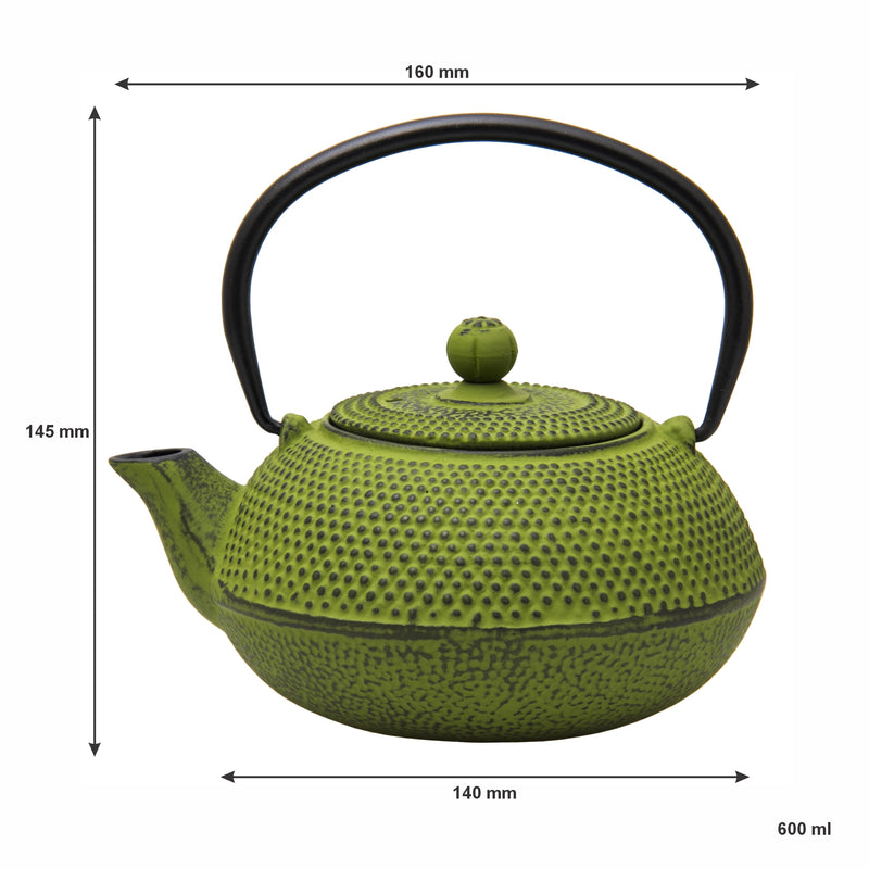 REGENT CAST IRON CHINESE TEAPOT LIME GREEN, 600ML