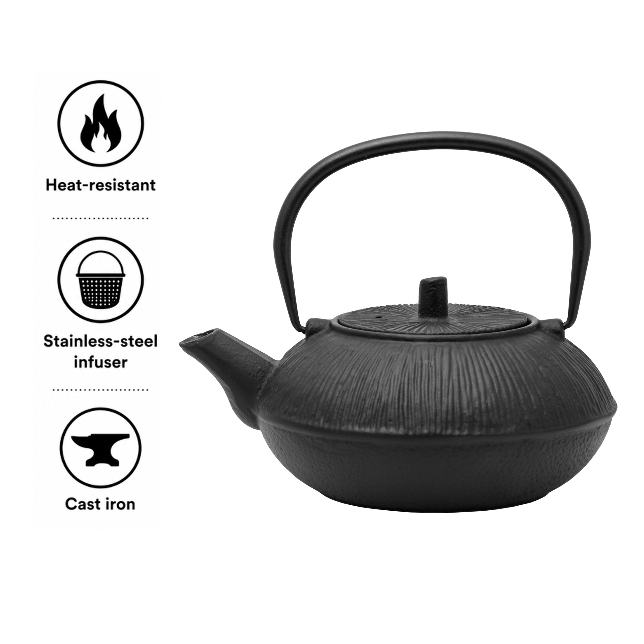 REGENT CAST IRON TRADITIONAL CHINESE TEAPOT BLACK, 850ML