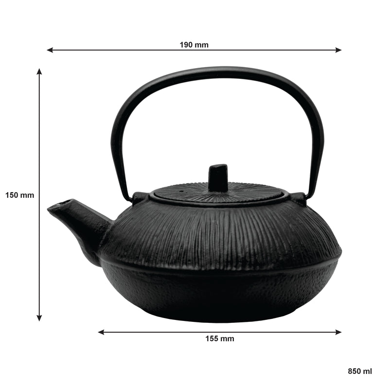 REGENT CAST IRON CHINESE TEAPOT BLACK, (850ML)