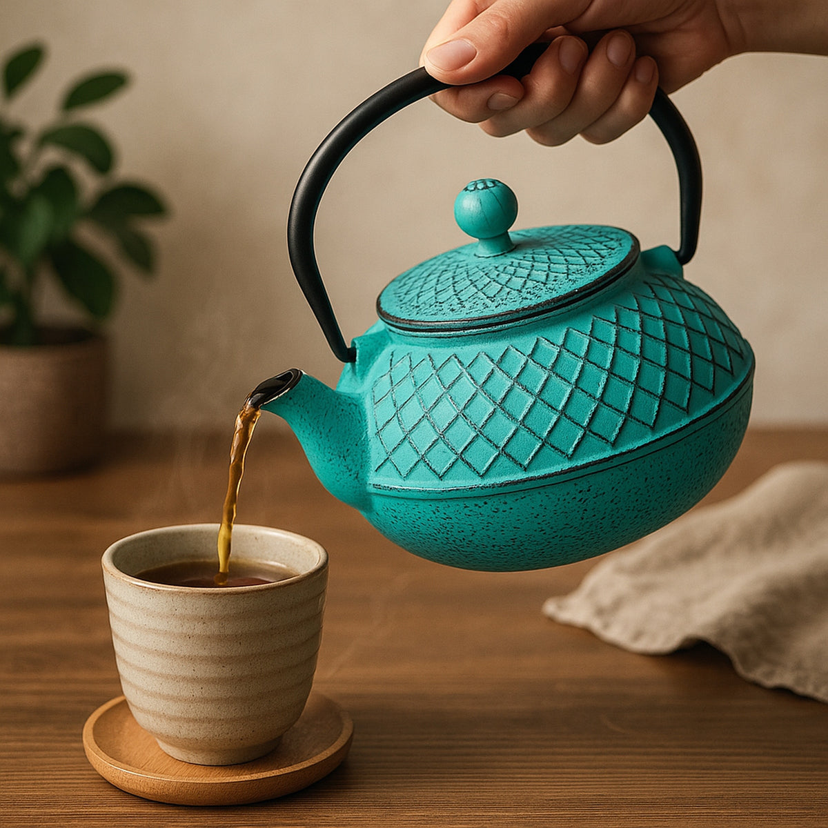 REGENT CAST IRON CHINESE TEAPOT TURQUOISE, 500ML