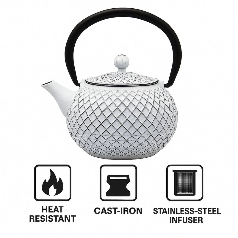 REGENT CAST IRON CHINESE TEAPOT WHITE, (500ML)