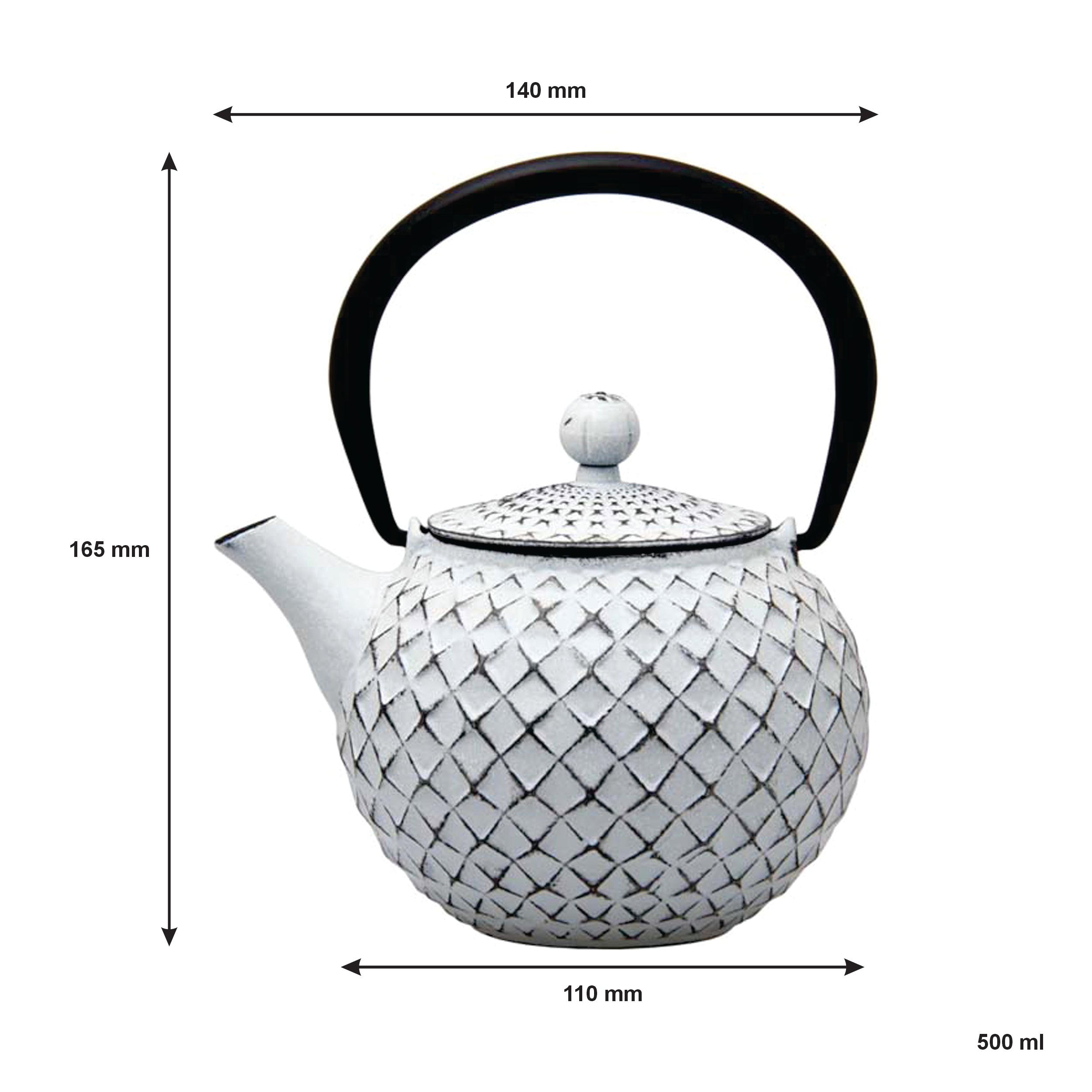 REGENT CAST IRON CHINESE TEAPOT WHITE, 500ML