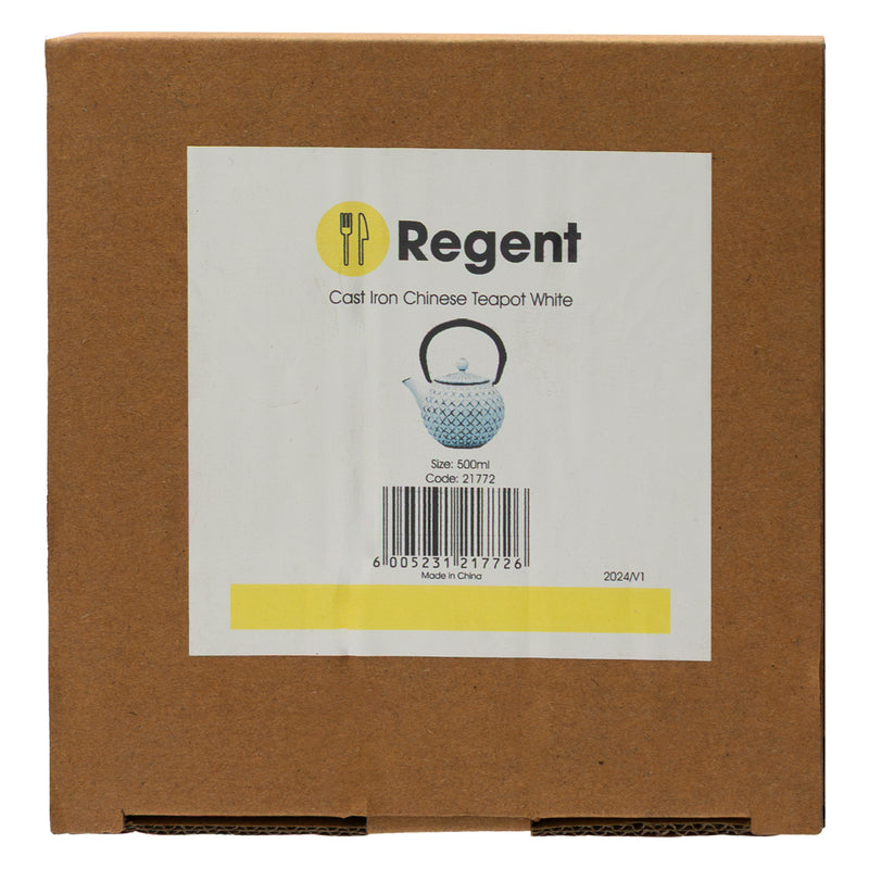 REGENT CAST IRON CHINESE TEAPOT WHITE, (500ML)