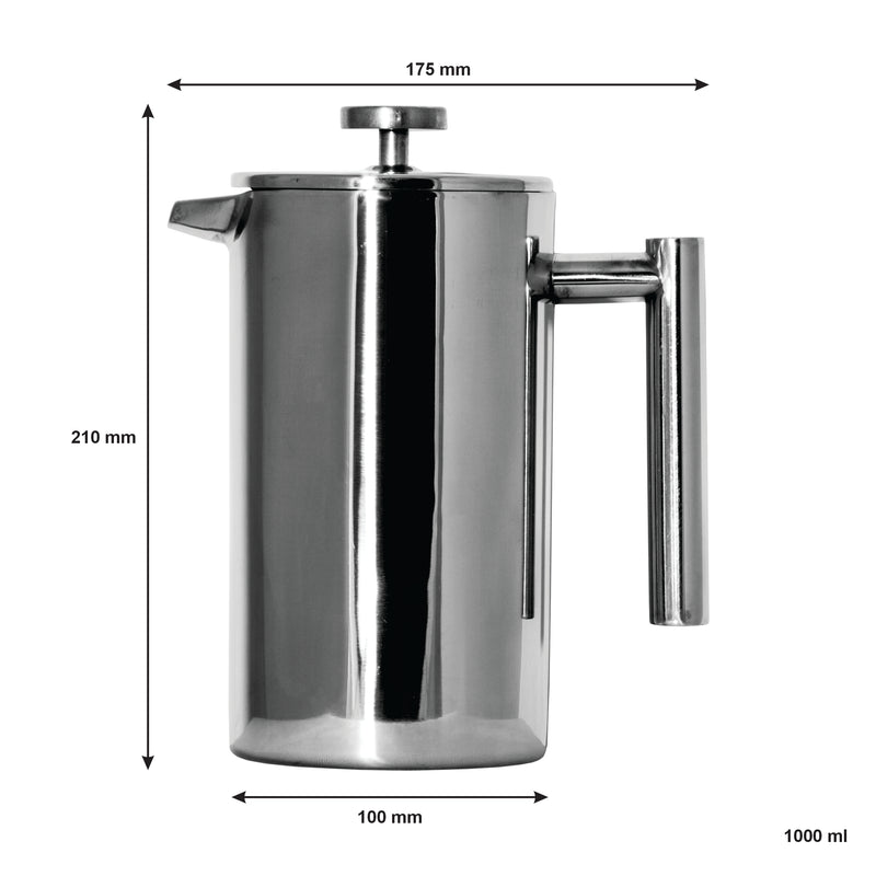 REGENT COLOMBIA COFFEE MAKER DOUBLE WALLED ST STEEL 8 CUP, (1LT)