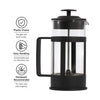 REGENT COFFEE PLUNGER BLACK WITH PLASTIC FRAME 3 CUP, 350ML