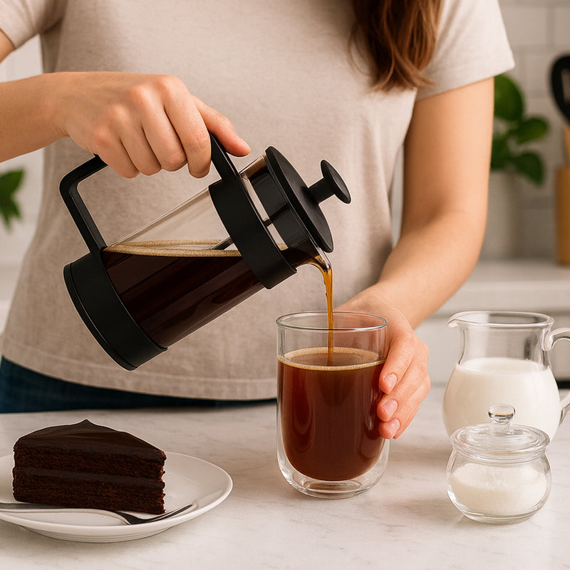 REGENT COFFEE PLUNGER BLACK WITH PLASTIC FRAME 3 CUP, 350ML