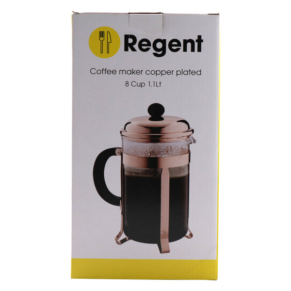 REGENT COFFEE PLUNGER WITH COPPER PLATED FRAME 8 CUP, (1.1LT)