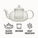 REGENT TEAPOT BOROSILICATE GLASS WITH INFUSER AND LID, 450ML