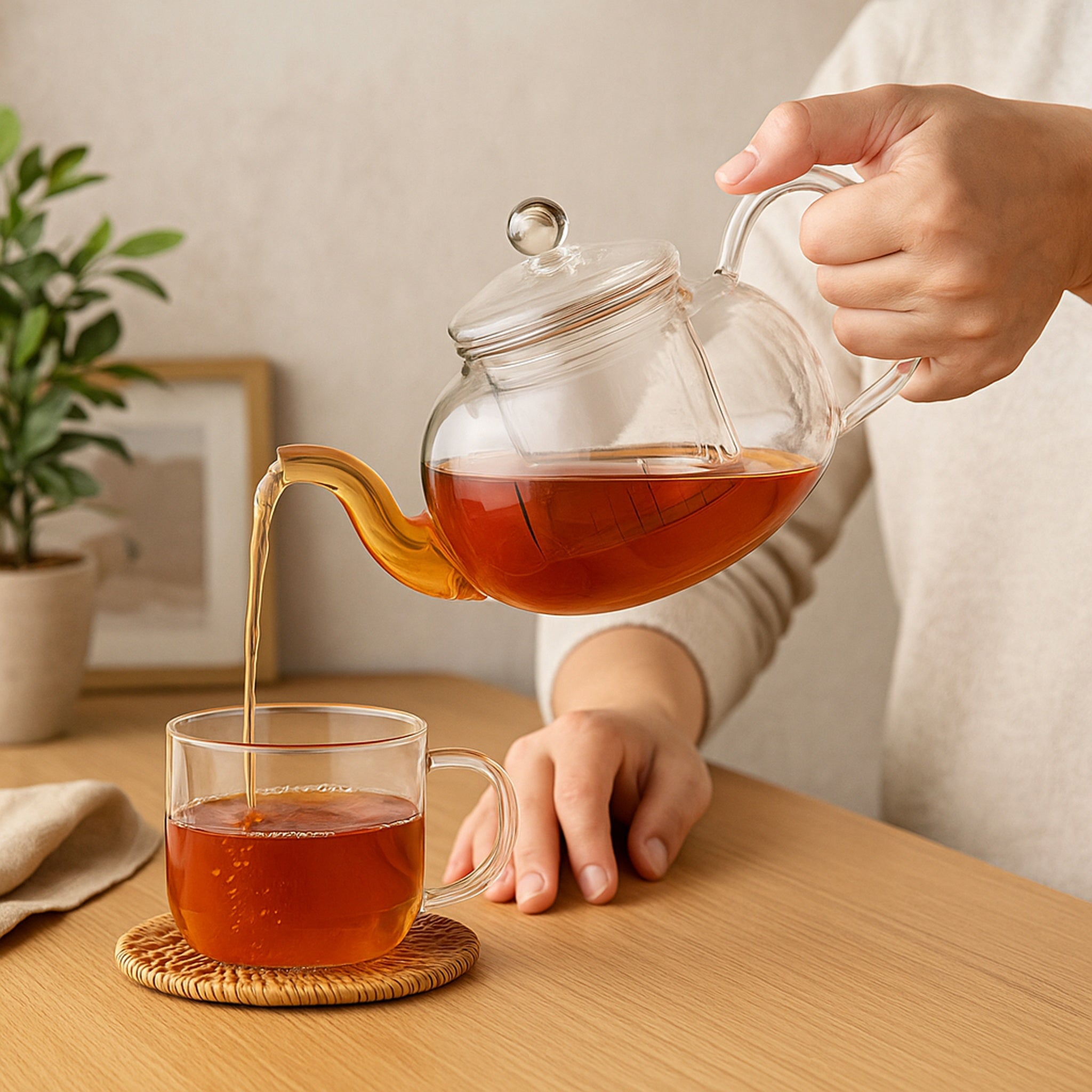 REGENT BOROSILICATE GLASS TEAPOT WITH INFUSER AND LID, 450ML